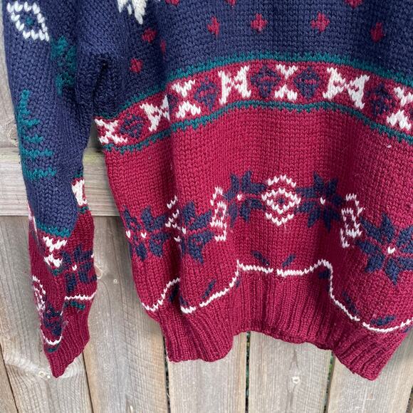 Vintage Sweater Wool Lord and Taylor 100% Wool Pure Hand Knit Pullover Crew XL - Picture 5 of 9
